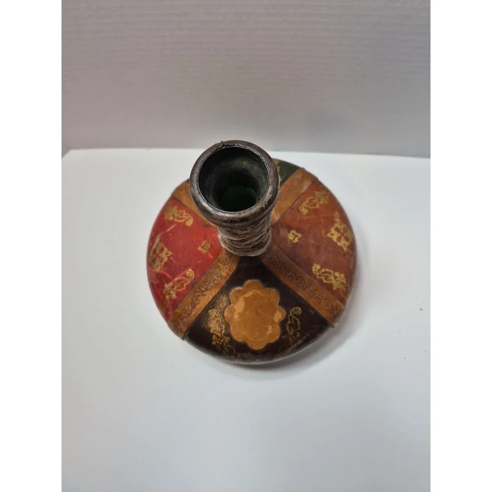 Vtg Italy Leather Covered Wine Bottle Decanter 